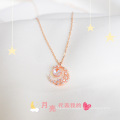 Shangjie OEM kalung High quality Girls Fashion 925 Silver Necklace Moon Stone Necklace Zircon Moon Pendant Necklace Jewelry